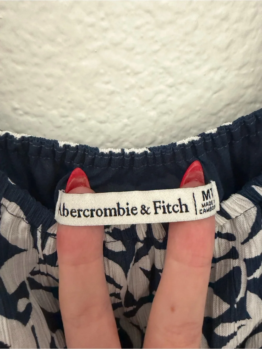 Abercrombie & Fitch Maxi Navy Blue and White Floral Vacation Dress (M - Tall)